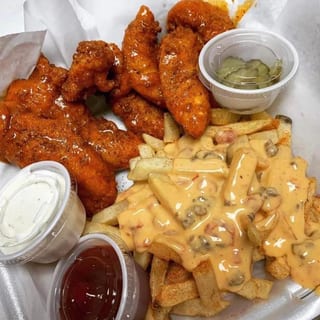 6 wings and cheese fries