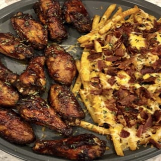 10 wings and bacon cheese fries